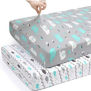 Pack and play crib 2 sheets Whale and Elephant
